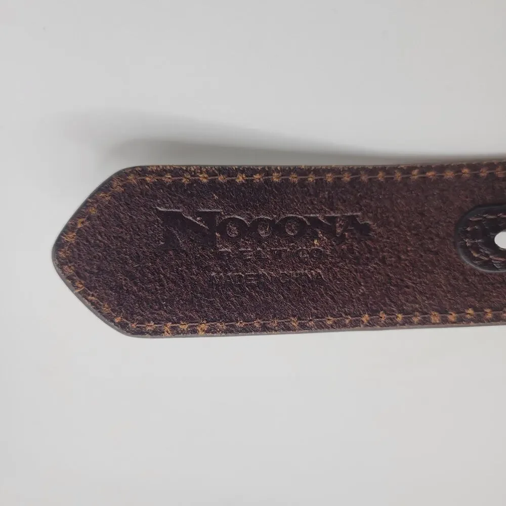 Nocona Belt Mens 42 Brown Leather Tooled Floral Western Cowboy Silver Buckle
